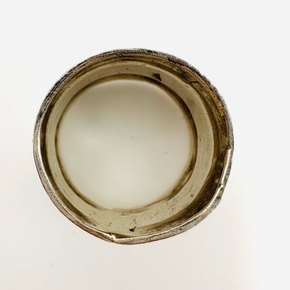STERLING SILVER 925 Wide Band Boho Style Rustic Patterned Ring, Size 6.25 - Picture 2 of 11